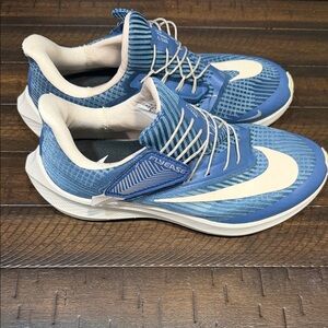 women’s Nike FlyEase Light Blue and White Slip-On Running Shoes